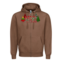 Chestnut merry christmas glitter plaid trees Zipper Hoodie - AdoDesignShop