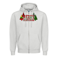 Dove Grey merry christmas glitter plaid trees Zipper Hoodie - AdoDesignShop
