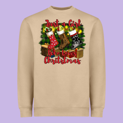 Just A Girl Who Loves Christmas Heavyweight Sweatshirt Designed By Ranaportraitstore