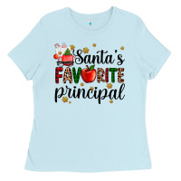 Baby Blue santa's favorite principal Ladies Tee - AdoDesignShop