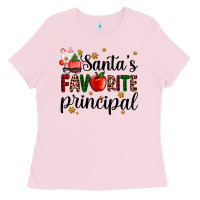 Bubblegum Pink santa's favorite principal Ladies Tee - AdoDesignShop