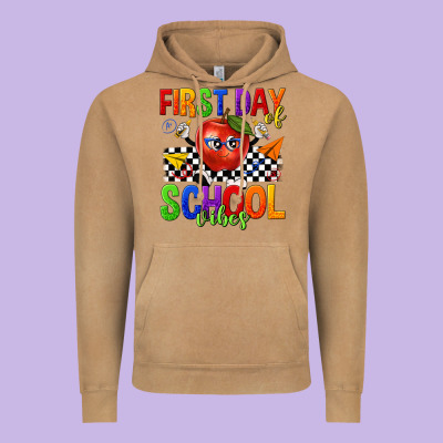 First Day Of School Vibes Vintage Hoodie Designed By Texasbilliewilder