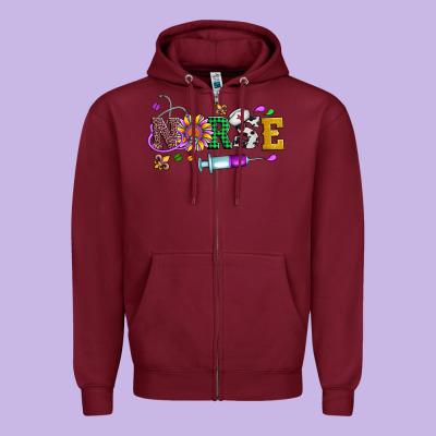 Mardi Gras Nurse Leopard Cowhide Glitter Zipper Hoodie Designed By Artiststas