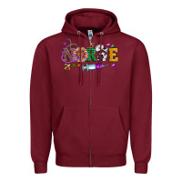 Burgundy mardi gras nurse leopard cowhide glitter Zipper Hoodie - Artiststas