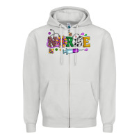 Dove Grey mardi gras nurse leopard cowhide glitter Zipper Hoodie - Artiststas