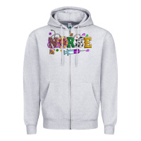 Heather Grey mardi gras nurse leopard cowhide glitter Zipper Hoodie - Artiststas