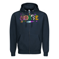 Navy mardi gras nurse leopard cowhide glitter Zipper Hoodie - Artiststas