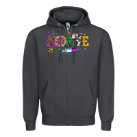 Smoke mardi gras nurse leopard cowhide glitter Zipper Hoodie - Artiststas