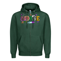 Sports Green mardi gras nurse leopard cowhide glitter Zipper Hoodie - Artiststas