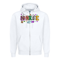 White mardi gras nurse leopard cowhide glitter Zipper Hoodie - Artiststas