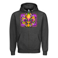 Charcoal Heather mardi gras fleur de lis sunflower leopard Zipper Hoodie - Artiststas
