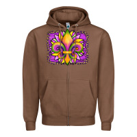 Chestnut mardi gras fleur de lis sunflower leopard Zipper Hoodie - Artiststas