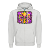 Dove Grey mardi gras fleur de lis sunflower leopard Zipper Hoodie - Artiststas