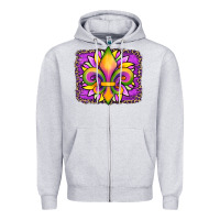 Heather Grey mardi gras fleur de lis sunflower leopard Zipper Hoodie - Artiststas