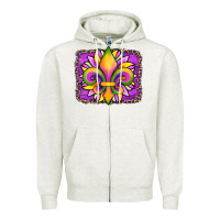 Oatmeal Heather mardi gras fleur de lis sunflower leopard Zipper Hoodie - Artiststas