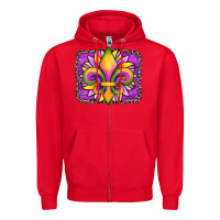 Red mardi gras fleur de lis sunflower leopard Zipper Hoodie - Artiststas
