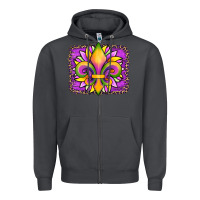 Smoke mardi gras fleur de lis sunflower leopard Zipper Hoodie - Artiststas