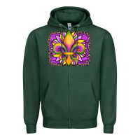 Sports Green mardi gras fleur de lis sunflower leopard Zipper Hoodie - Artiststas