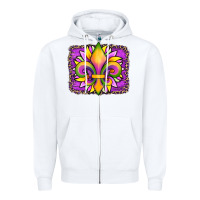 Mardi Gras Fleur De Lis Sunflower Leopard Zipper Hoodie | Teevron