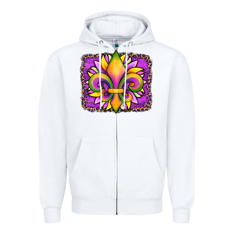Mardi Gras Fleur De Lis Sunflower Leopard Zipper Hoodie by Artiststas | Teevron