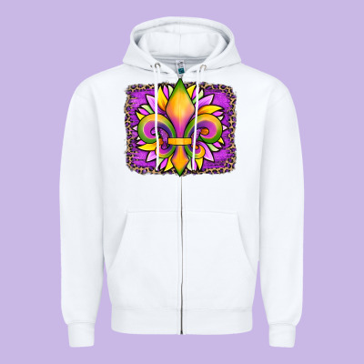 Mardi Gras Fleur De Lis Sunflower Leopard Zipper Hoodie Designed By Artiststas