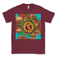 Burgundy football leopard turquoise sunflower seamless pattern Classic Tee - JahusDesignShop