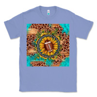 Colony Blue football leopard turquoise sunflower seamless pattern Classic Tee - JahusDesignShop