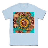 Dusty Blue football leopard turquoise sunflower seamless pattern Classic Tee - JahusDesignShop