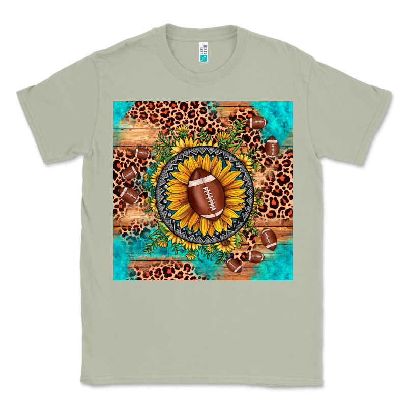 Football Leopard Turquoise Sunflower Seamless Pattern Classic Tee by JahusDesignShop | Teevron