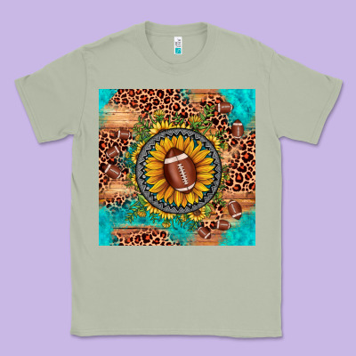 Football Leopard Turquoise Sunflower Seamless Pattern Classic Tee Designed By Jahusdesignshop