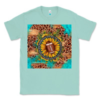 Seafoam football leopard turquoise sunflower seamless pattern Classic Tee - JahusDesignShop