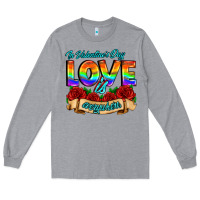 Heather Grey in valentines day love is everywhere Long Sleeve Tee - AdoDesignShop
