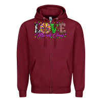 Burgundy love mardi gras fleur de lis sunflower leopard and beads Zipper Hoodie - Artiststas