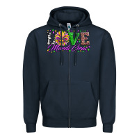 Navy love mardi gras fleur de lis sunflower leopard and beads Zipper Hoodie - Artiststas