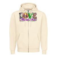 Sandshell love mardi gras fleur de lis sunflower leopard and beads Zipper Hoodie - Artiststas