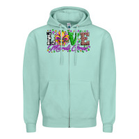 Seafoam love mardi gras fleur de lis sunflower leopard and beads Zipper Hoodie - Artiststas