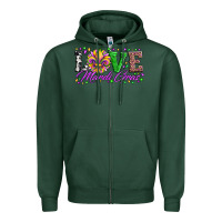 Sports Green love mardi gras fleur de lis sunflower leopard and beads Zipper Hoodie - Artiststas