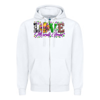 White love mardi gras fleur de lis sunflower leopard and beads Zipper Hoodie - Artiststas