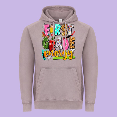 First Grade Energy Vintage Hoodie Designed By Texasbilliewilder