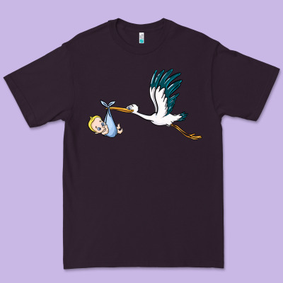 Stork With Baby Boy Premium Tee Designed By Barkaloodesign