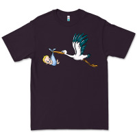 Plum stork with baby boy Premium Tee - BarkalooDesign