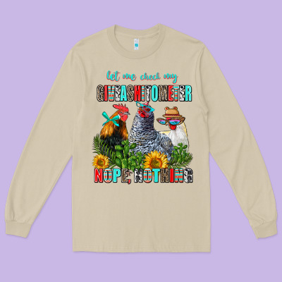 Let Me Check My Giveashitometer Nope Nothing Long Sleeve Tee Designed By Adodesignshop