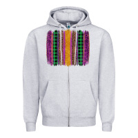 Heather Grey mardi gras western brush stroke Zipper Hoodie - Artiststas