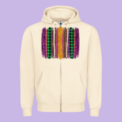 Mardi Gras Western Brush Stroke Zipper Hoodie Designed By Artiststas