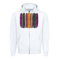 White mardi gras western brush stroke Zipper Hoodie - Artiststas