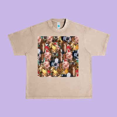 Western Farm Animals Seamless Pattern Urban Heavy Tee Designed By Hra Design Shop