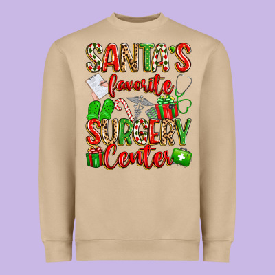 Santa's Favorite Surgery Center Png Sublimation De Heavyweight Sweatshirt Designed By Texasbilliewilder