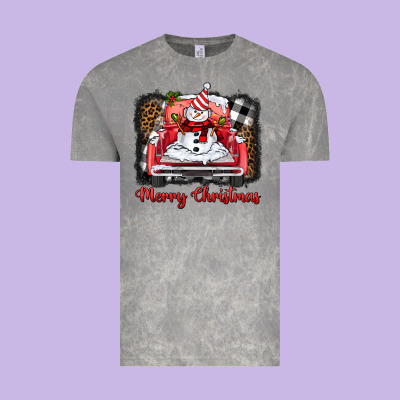 Merry Christmas Truck Snowman Vintage Tee Designed By Barkaloodesign