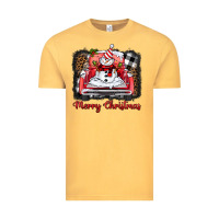 Vintage Mustard merry christmas truck snowman Vintage Tee - BarkalooDesign