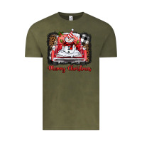 Vintage Olive merry christmas truck snowman Vintage Tee - BarkalooDesign